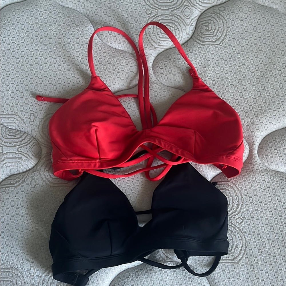 Hurley Red and Black Bikini Tops